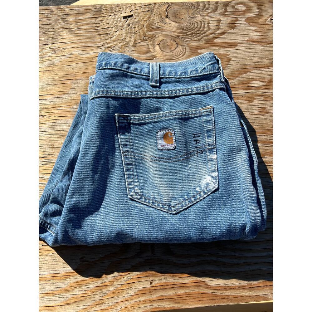 Carhartt Jeans Mens 36x32 Blue Denim Utility Work Pants relaxed Fit outdoors